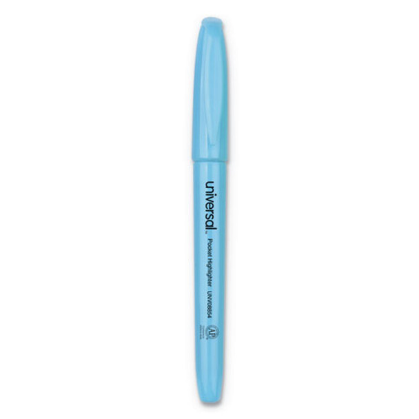 Pocket Highlighters, Chisel Tip, Fluorescent Blue, Dozen