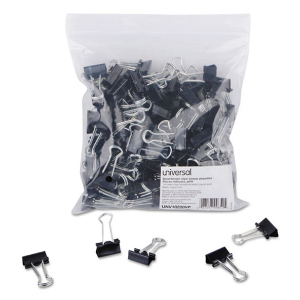 Binder Clips In Zip-seal Bag, Small, Black/silver, 144/pack
