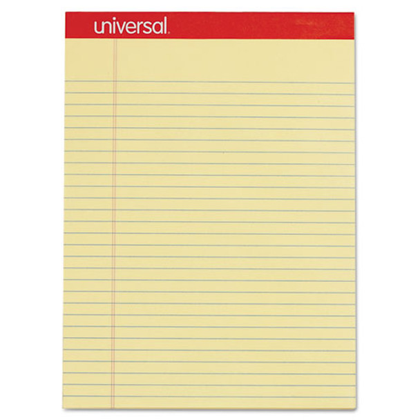 Perforated Writing Pads, Wide/legal Rule, 8.5 X 11.75, Canary, 50 Sheets, Dozen - IVSUNV10630