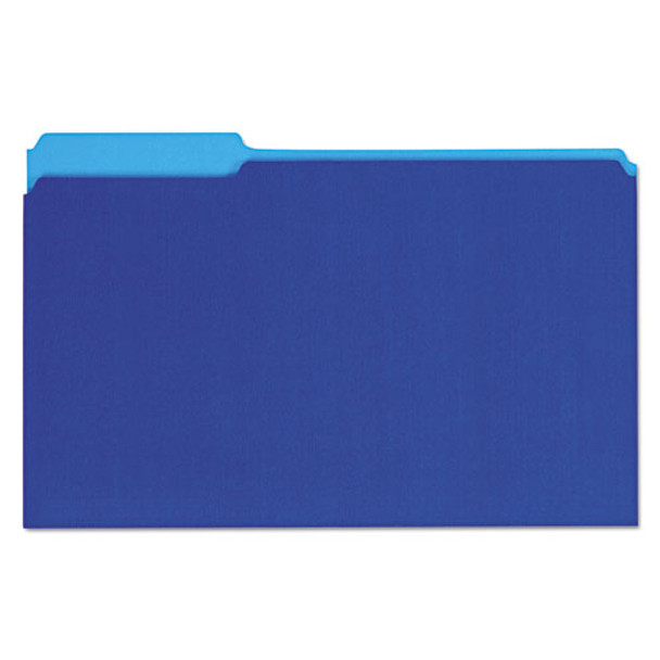 Interior File Folders, 1/3-cut Tabs, Legal Size, Blue, 100/box - IVSUNV15301