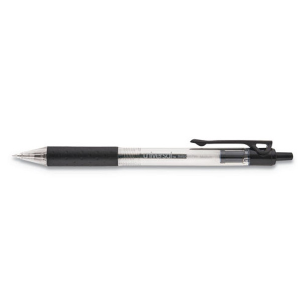 Comfort Grip Retractable Ballpoint Pen, 1mm, Black Ink, Clear Barrel, 48/set