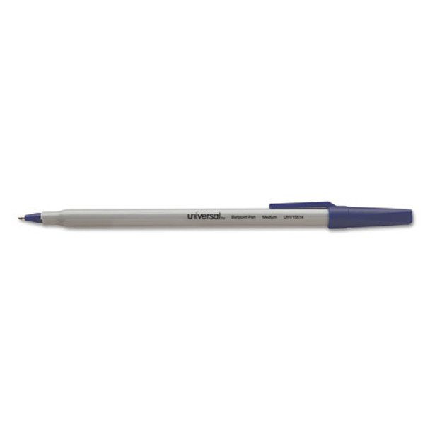 Stick Ballpoint Pen Value Pack, Medium 1mm, Blue Ink, Gray Barrel, 60/pack