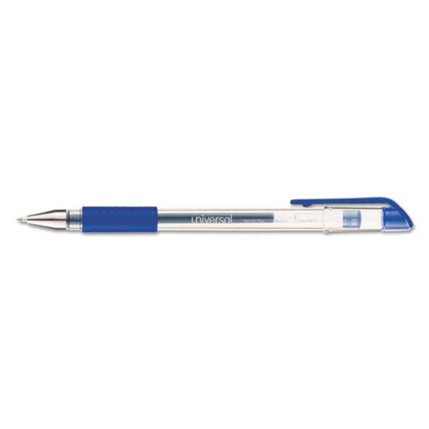 Comfort Grip Stick Gel Pen, Medium 0.7mm, Blue Ink, Clear Barrel, Dozen