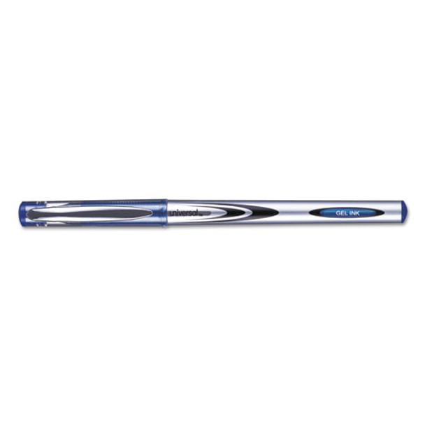 Stick Gel Pen, Medium 0.7mm, Blue Ink, Silver/blue Barrel, Dozen