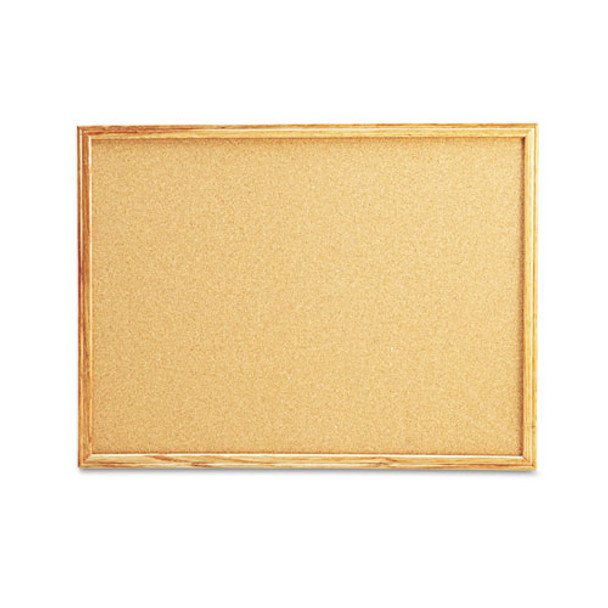 Cork Board With Oak Style Frame, 24 X 18, Natural, Oak-finished Frame