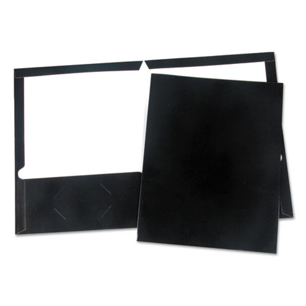 Laminated Two-pocket Folder, Cardboard Paper, Black, 11 X 8 1/2, 25/pack