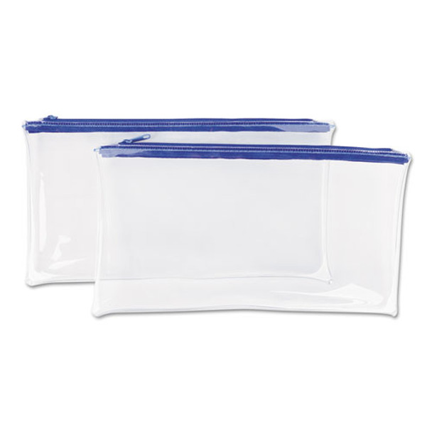 Zippered Wallets/cases, 11 X 6, Clear/blue, 2/pack