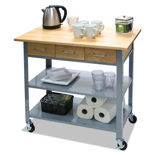 Countertop Serving Cart, 35.5w X 19.75d X 34.25h, Silver/brown