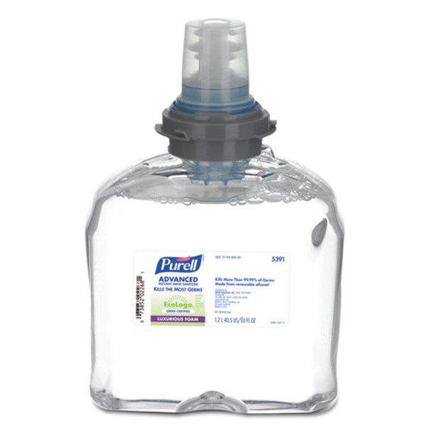Advanced Hand Sanitizer Green Certified Tfx Foam Refill, 1200 Ml, Clear, 2/carton