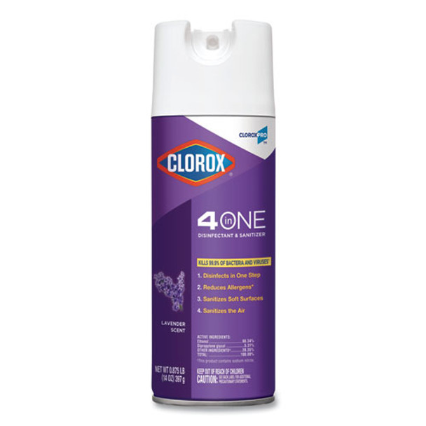 4 In One Disinfectant And Sanitizer, Lavender, 14 Oz Aerosol, 12/carton