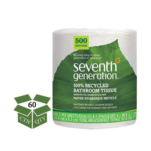 100% Recycled Bathroom Tissue, Septic Safe, 2-ply, White, 500 Sheets/jumbo Roll, 60/carton