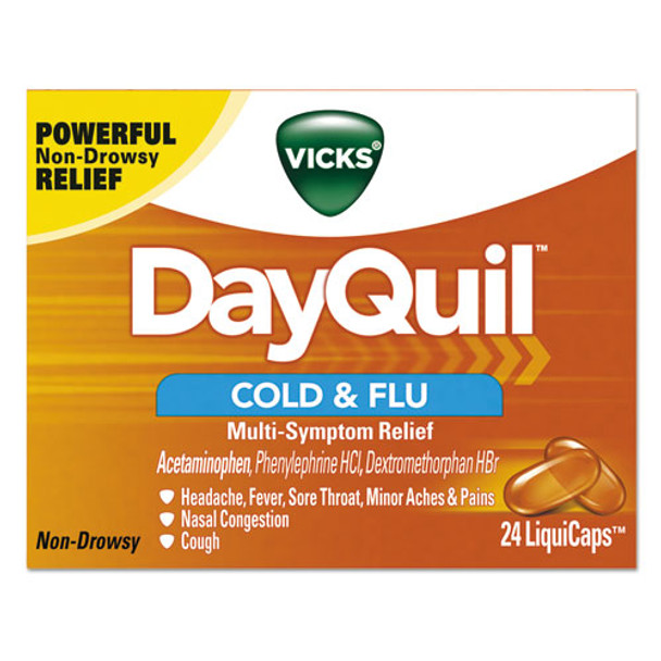 Dayquil Cold And Flu Liquicaps, 24/box, 24 Box/carton