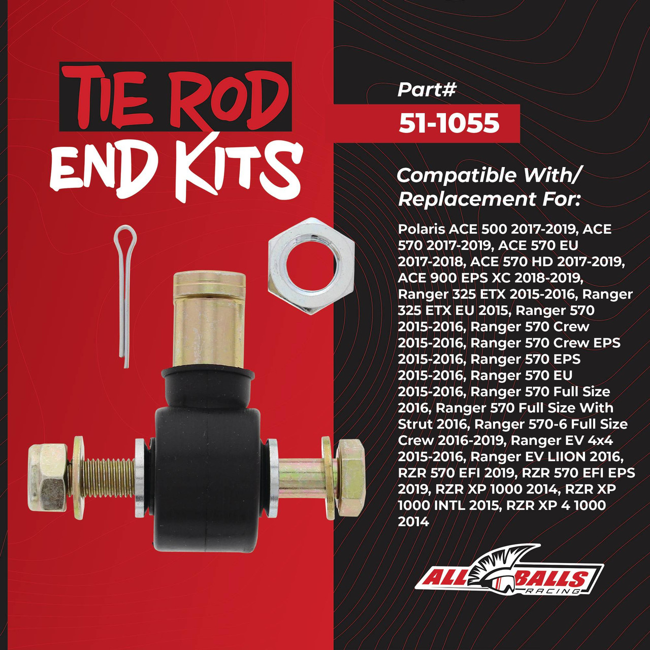 All Balls Tie Rod End Kit - Outer Only Polaris Ranger 4x4 570 15
