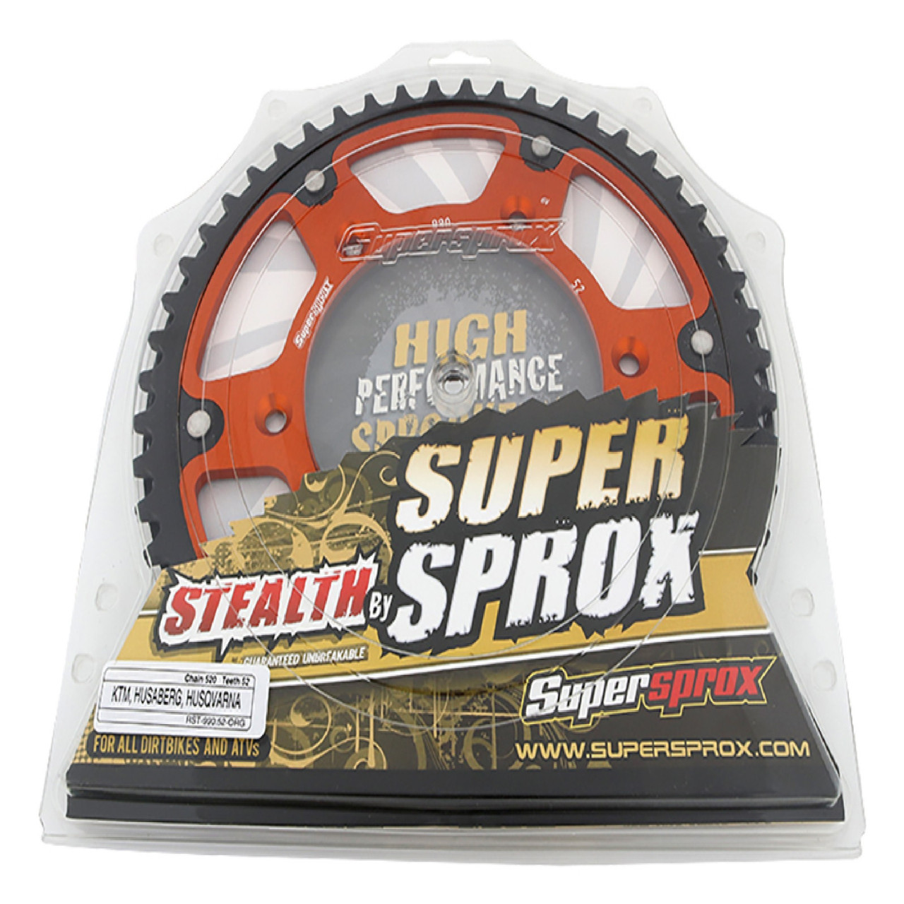 Supersprox - Steel & Aluminum Orange Stealth sprocket, 52T
