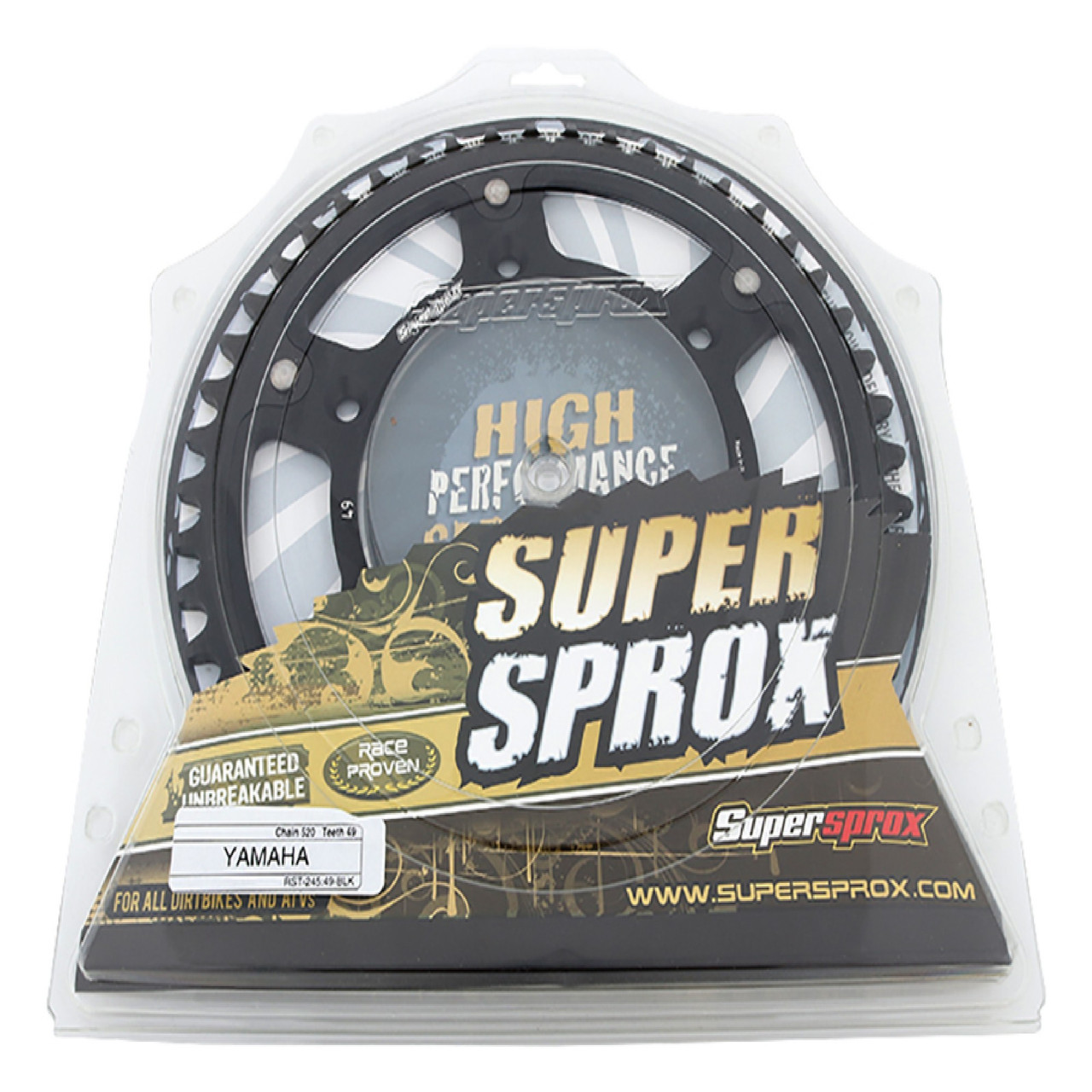 Supersprox - Steel & Aluminum Black Stealth sprocket, 49T, Chain