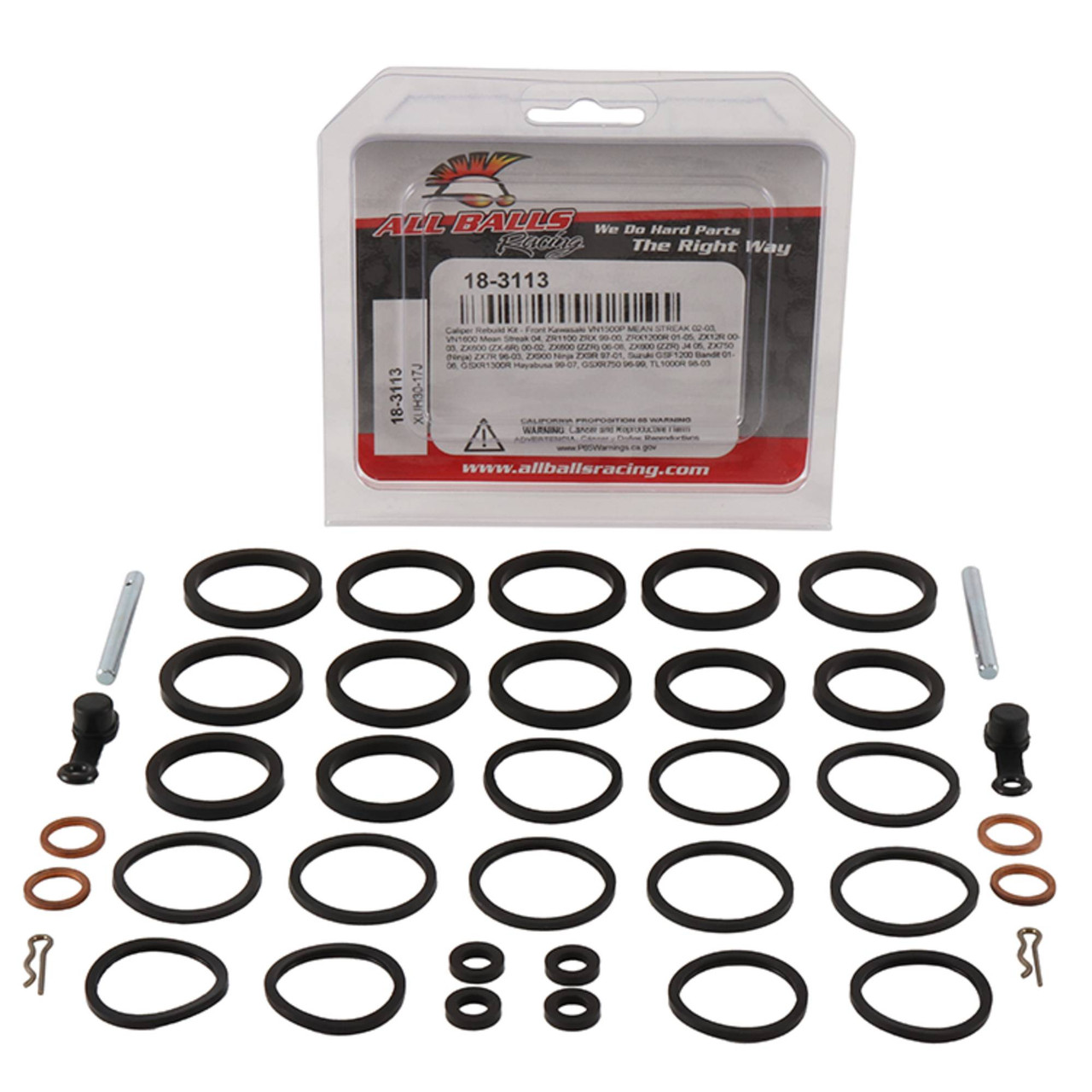 オプションパーツセット 17 23 27 3点セット All Balls Front Caliper Rebuild Kit 18-3113 - Kawasaki VN 1500P