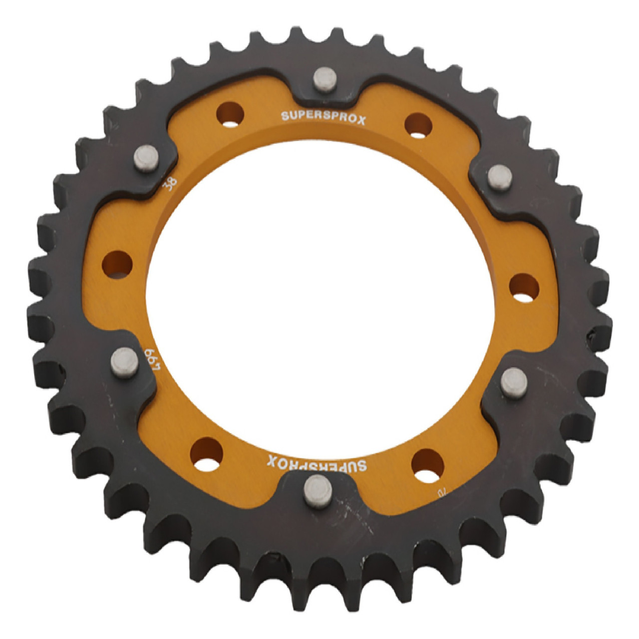 Supersprox - Steel & Aluminum Gold Stealth sprocket, 38T, Chain 