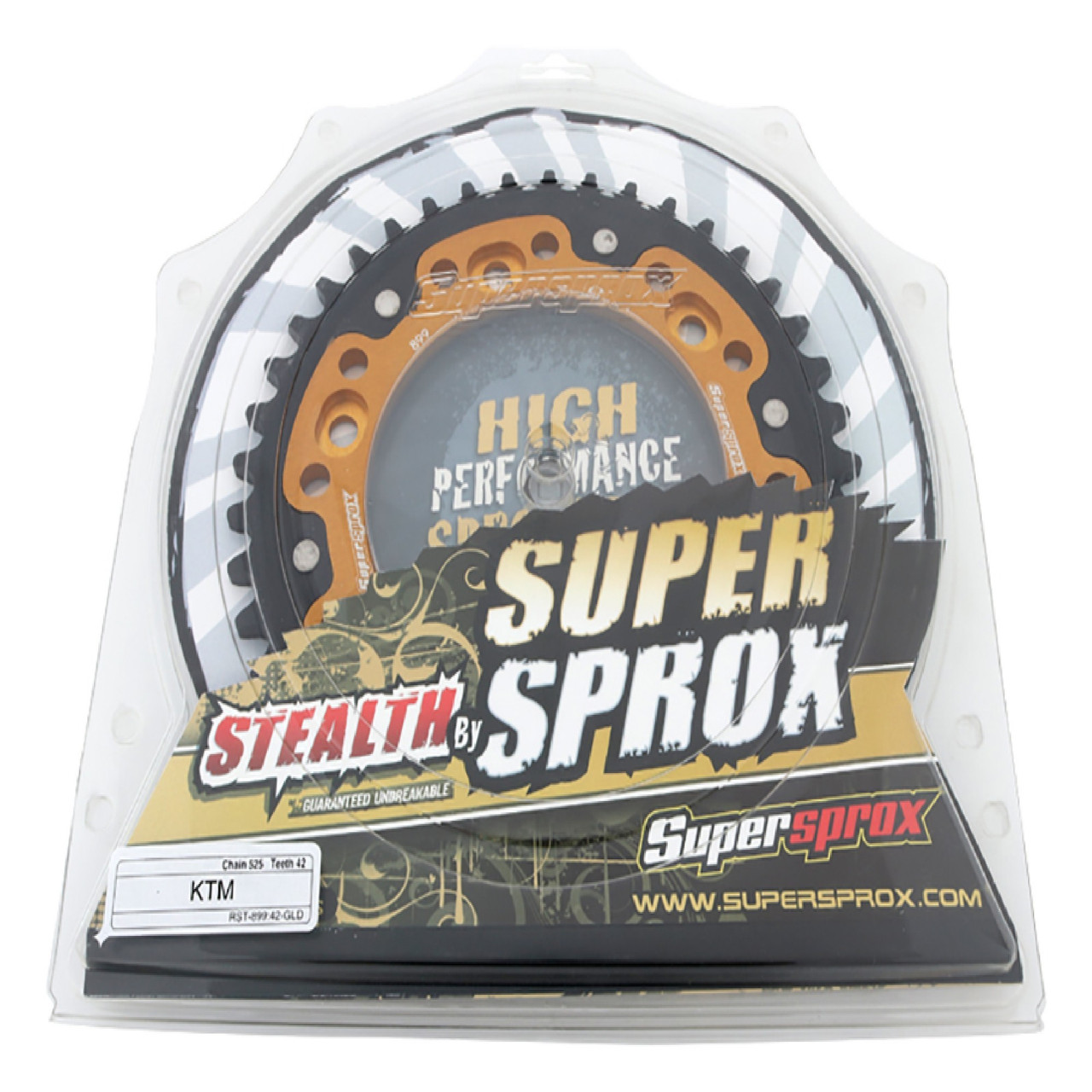 スーパーロヂン GXM Supersprox - Steel & Aluminum Gold Stealth sprocket, 42T