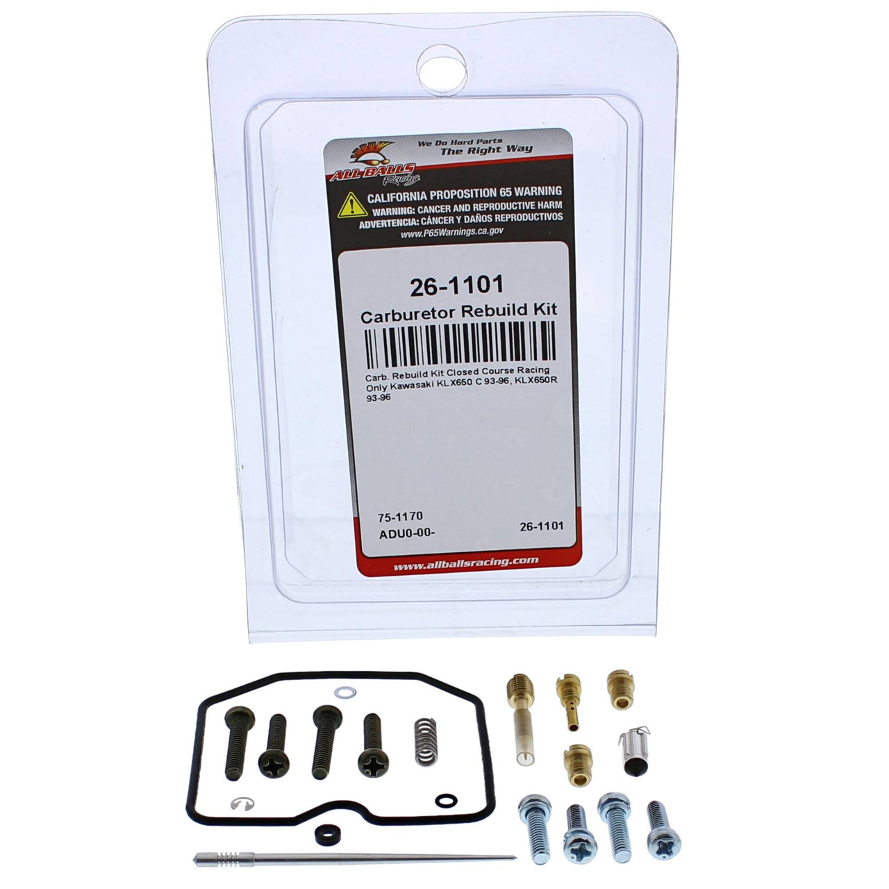 All Balls Racing Carburetor Rebuild Kit 26-1101 - Kawasaki KLX 650