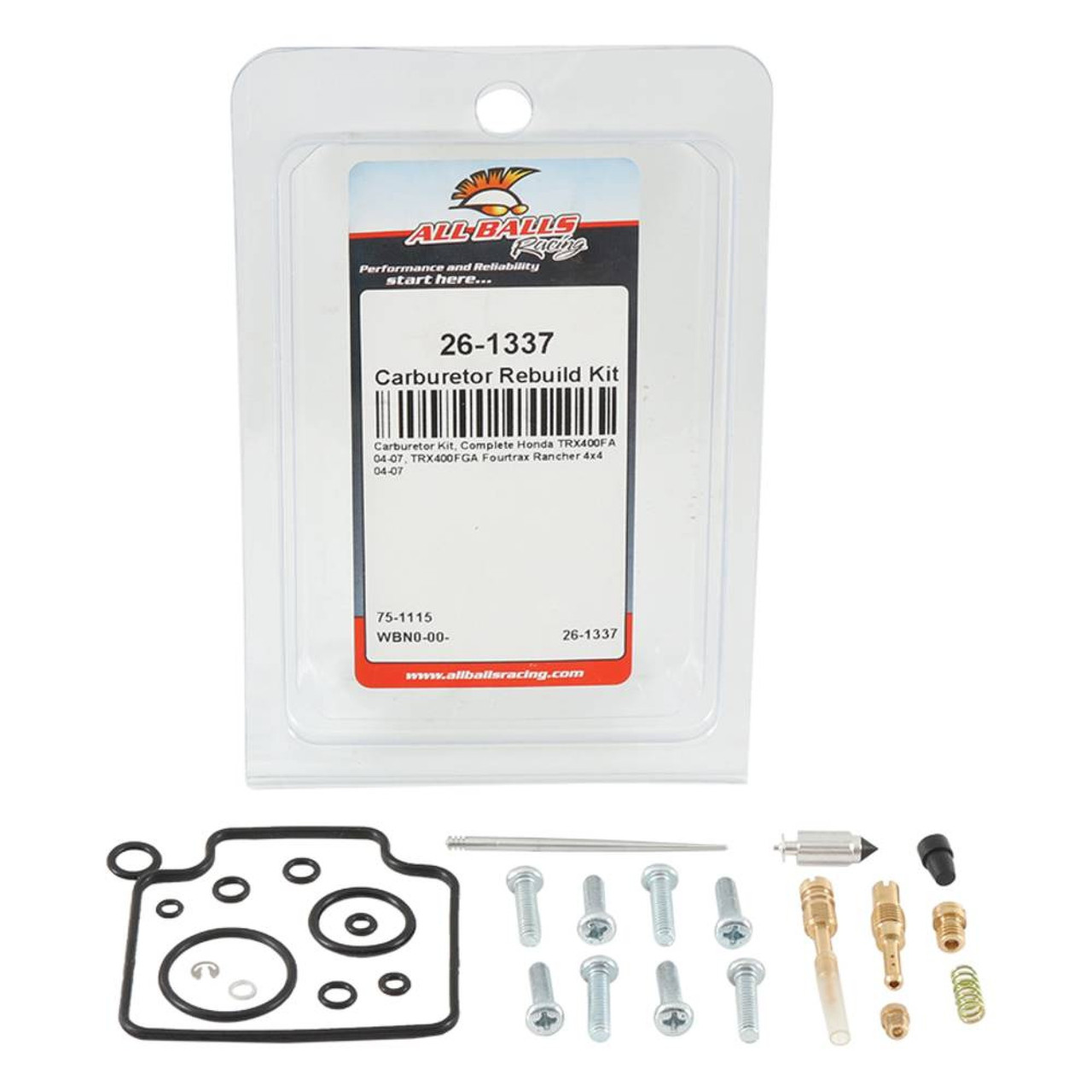All Balls Carburetor Rebuild Kit 26-1337 - Honda TRX 400 FA 04 05