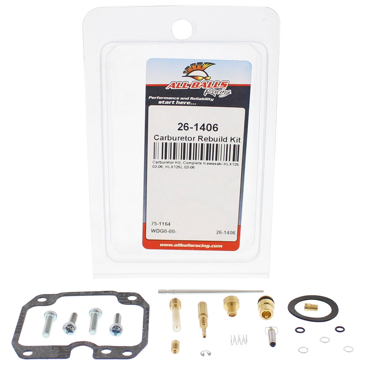 All Balls Carburetor Rebuild Kit 26-1406 - Kawasaki KLX 125 03 04