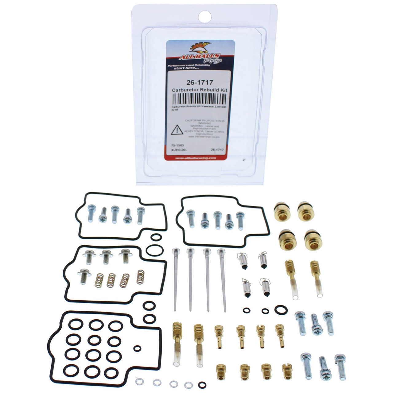 All Balls Carburetor Rebuild Kit 26-1717 for Kawasaki ZZR 1200 02
