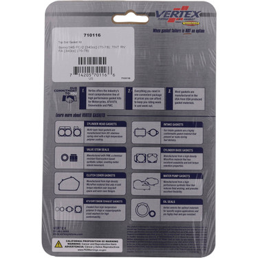 Vertex Top End Gasket Kit for Ski-Doo TNT RV FA 1976 - 1978 340cc