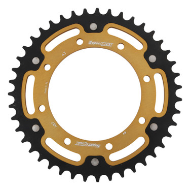 Supersprox - Steel & Aluminum Gold Stealth sprocket, 43T, Chain Size 520, RST-487-43-GLD