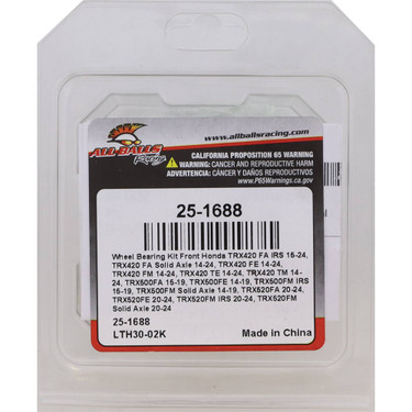 All Balls Wheel Bearing Kit Front for Honda TRX420 FA IRS 2015-2017, 25-1688