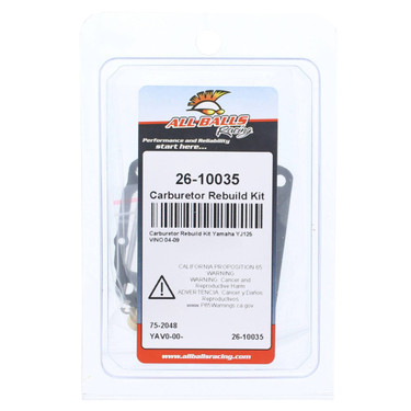 All Balls Carburetor Rebuild Kit 26-10035 for Yamaha YJ125 Vino 2004-2009