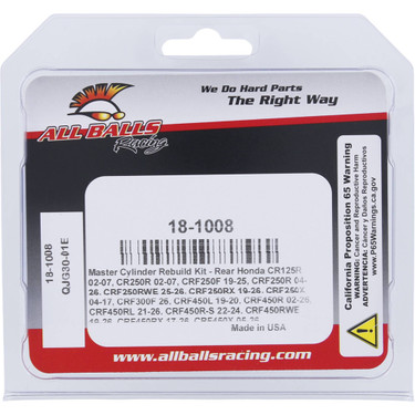 All Balls Master Cylinder Rebuild Kit - Rear for Honda CR125R 2002-2007, 18-1008