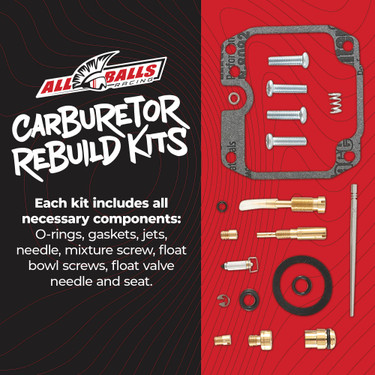 All Balls Carburetor Rebuild Kit 26-1312 for Yamaha TTR125 Drum Brake 2000-2003