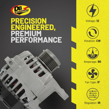 Alternator for Hyundai, Kia IR/IF 12V 90 Amp, 37300-2E200, 2610428, FG10T011