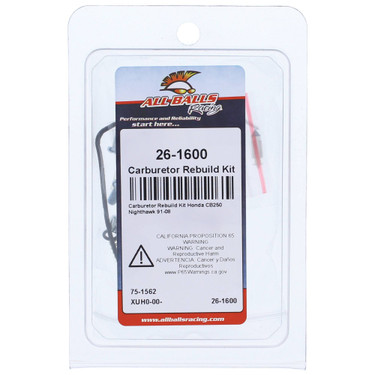 All Balls Carburetor Rebuild Kit 26-1600 for Honda CB 250 Nighthawk 1991-2008