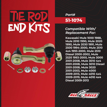 All Balls Tie Rod End Kit 51-1074 for Kawasaki KAF 450 B Mule 1000 88