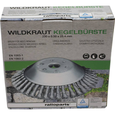 Wire Weed Brush 1" Bore Size, Cup Brush, conical shape, Minimum 1.6 HP 385-712