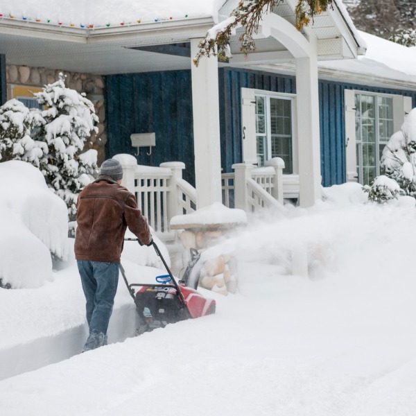 Snow blowing deep snow