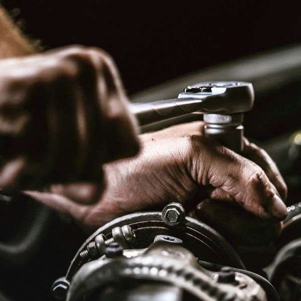 Working on car engine