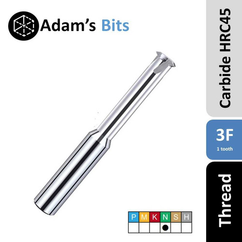 3 Flute 1 Tooth Thread Mill (for Aluminium)
