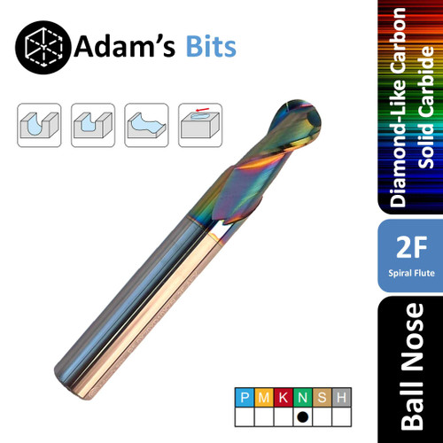 2 Flute BALL NOSE Diamond-Like Carbon End Mill (for Aluminium)