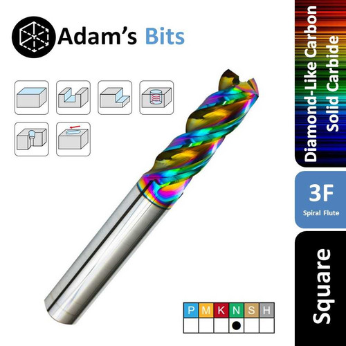3 Flute UP CUT Diamond-Like Carbon End Mill (for Soft Metals)