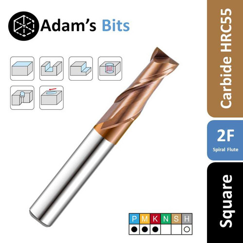 2 Flute SPIRAL Carbide End Mill TiSiN HRC 55