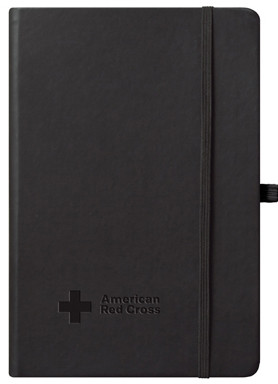 black journal with logo cover