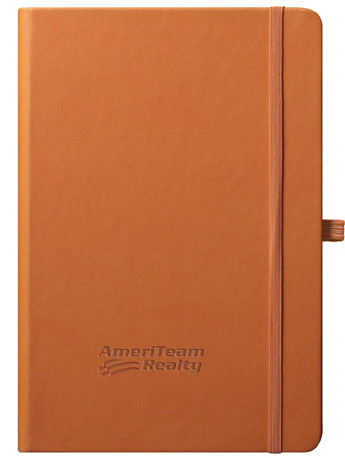 orange journal with logo cover
