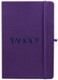 purple journal with logo cover