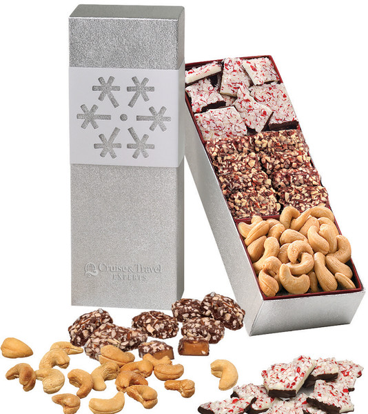 Custom Silver Box Filled With Treats - Personalized Snack Sampler ...