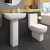 Options 600 4 Piece Set including Close Coupled Pan, Cistern and Seat with a 550mm Basin and full Pedestal