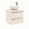 Purity 600mm Wall Mounted 2 Drawer Unit With Ceramic Worktop & Sit On Bowl - White