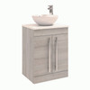 Purity Floor Standing 2 Door Unit with Ceramic Worktop & Sit On Bowl - Silver Oak