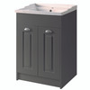 Astley 600mm Floor Standing 2 Door Unit & Ceramic Basin - Matt Grey 